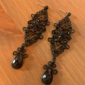Black Lace-Detail Earrings